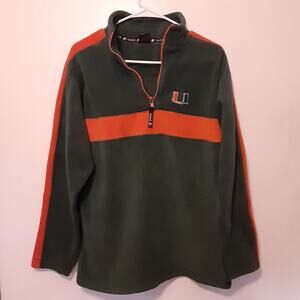 VTG Team Starter Miami Hurricanes 1/4 Zip Pullover Fleece Jacket Mens M NCAA